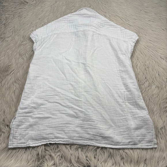 Lola River Women's S White Gauze Cotton Button Front Shirt Coastal Resort Beach - Picture 4 of 4